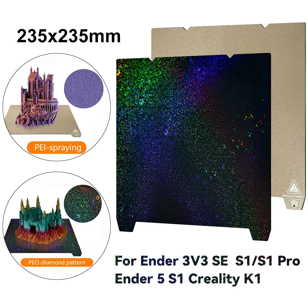 Spring Steel Smooth Sheet 235x235mm magnetic base Build Plate For Creality K1/ Ender3 V3-SE S1 S1 Pro PEI PEO Texture Pei