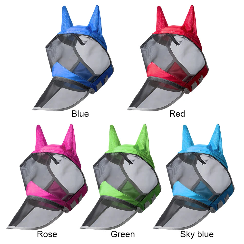 Anti-Mosquito Horse Full Face Protection Anti-Worms Mesh Mask with Nasal Cover Horse Face Mask Horse Riding Equestrian Equipment