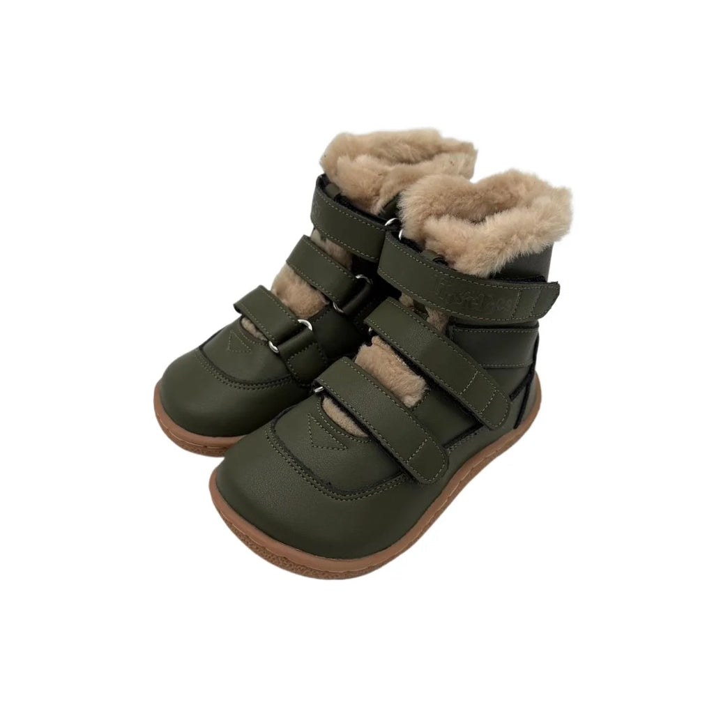 TipsieToes Top Brand Barefoot Genuine Leather Baby Toddler Girl Boy Kids Shoes For Fashion Winter Snow Boots 3 Straps Fur Inside