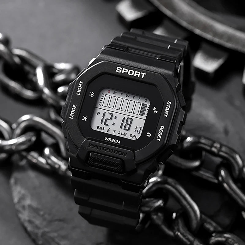YIKAZE Men's Sports Watch Waterproof LED Digital Watches Student Outdoor Adventure Trend Multifunctional Electronic Watch Gift