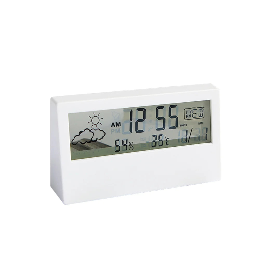 LED Thermometer Thermo-Hygrometer Multifunction Electronic Temperature Humidity Meter Weather Station for Home With Alarm Clock
