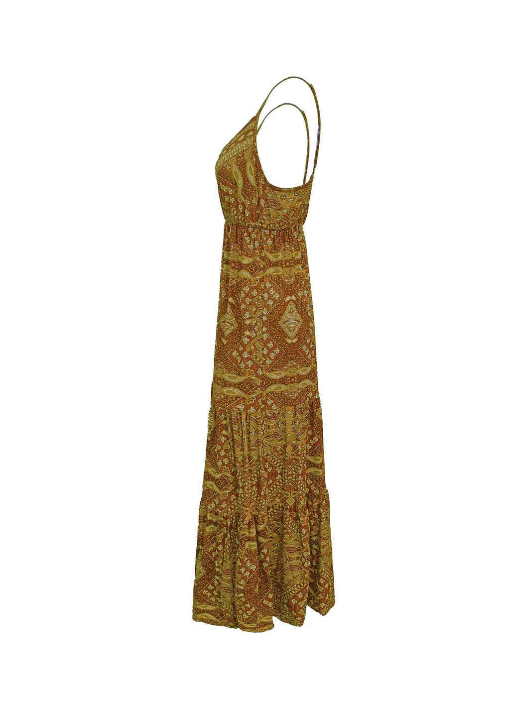 Bohemian Style Women's Clothing Long Dress New  Suspender Long Dress High Waist V-neck Printed Floral Dress Women's Clothing