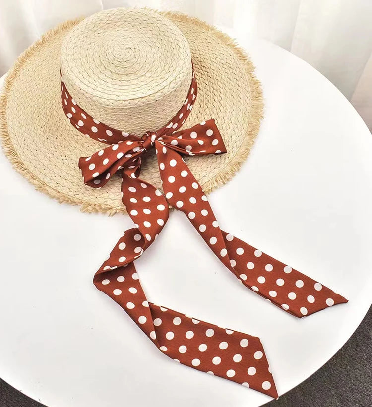 Summer Women Imitation Silk Dress Belt Variety Cute Double Printing Women Neckerchiefs Travel Bag Hats Ribbons Ladies Scarves