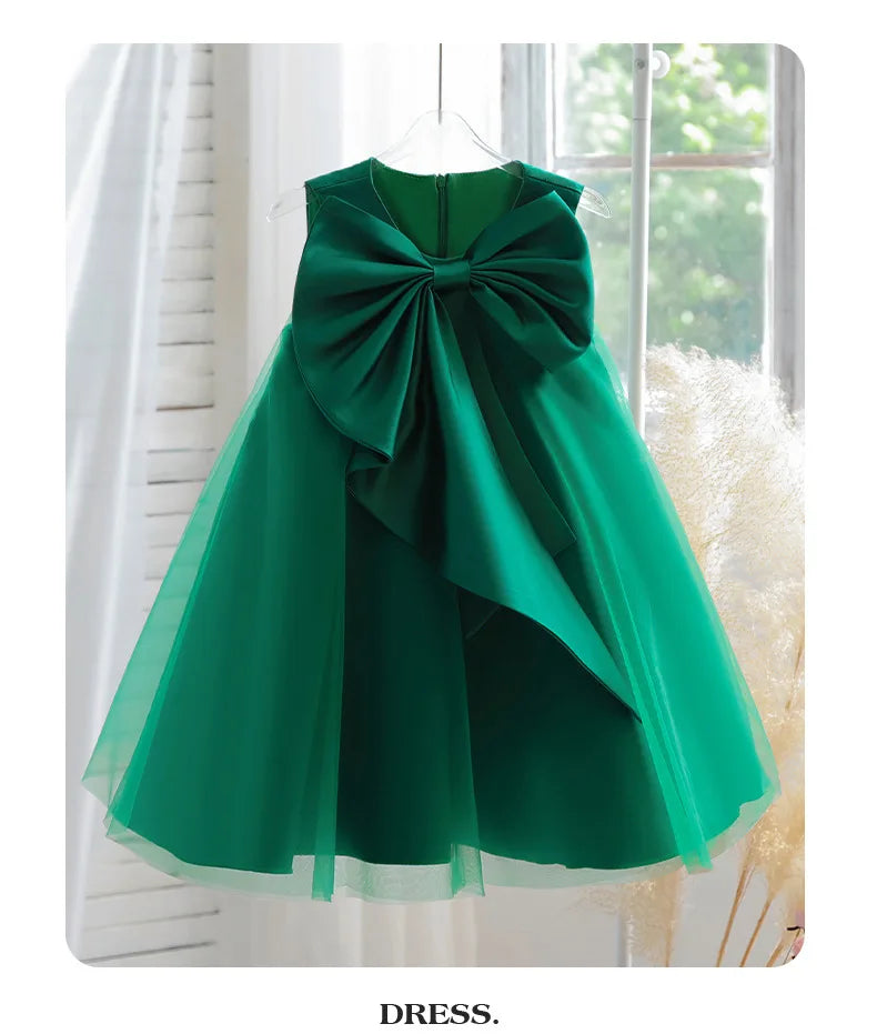 2 3 4 5 6 7 8 Years Summer Girls Dress Sleeveless Bow Elegant Little Princess Dress Piano Performance Costumes New Kids Clothes