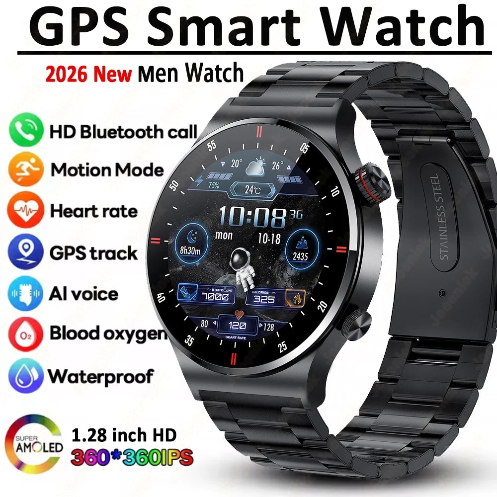 GPS Sports Smartwatch Men Health Monitoring With Heart Rate ECG + PPG 100+ Sports Modes NFC 2026 New Bluetooth Call Smart Watch