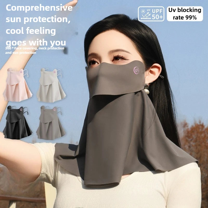 1PC 3D Ice Silk UPF50+ UV Protection Face Mask for Women Autumn Outdoor Cycling Hiking 360° Face Neck Cover Cool Balaclava Scarf