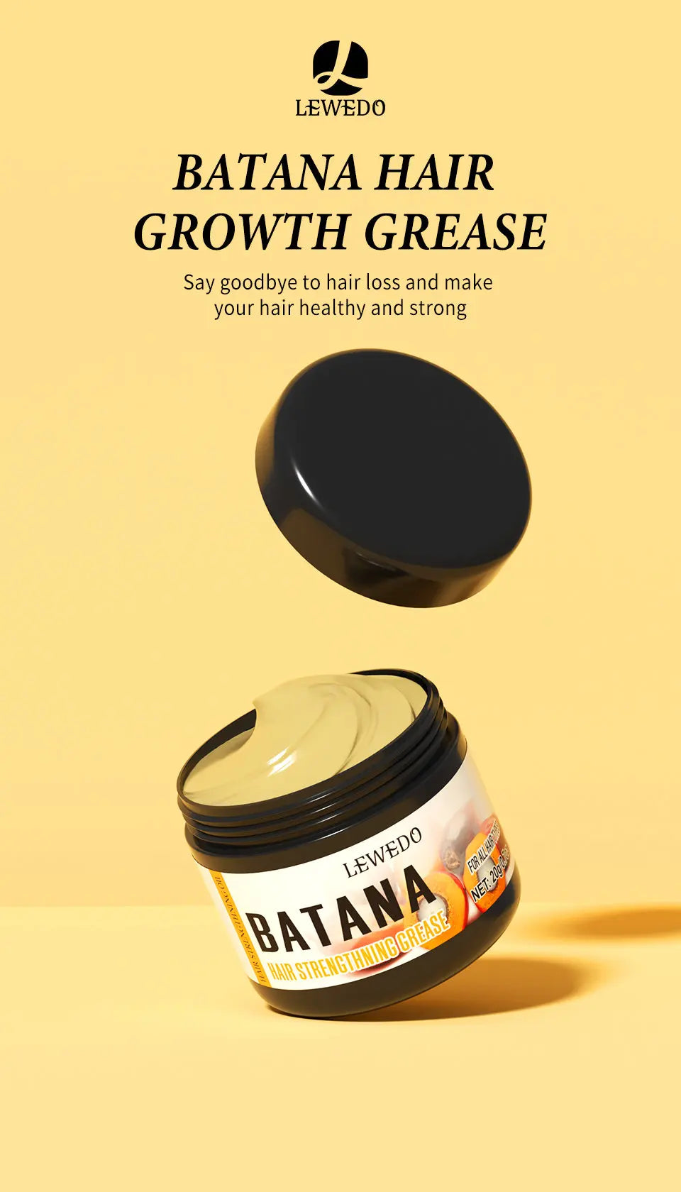 LEWEDO Raw Batana Grease For Hair Growth 20g Anti Hair Loss Oil Deep Nourishes Repair Damaged Mask For Hair Growth Treatment
