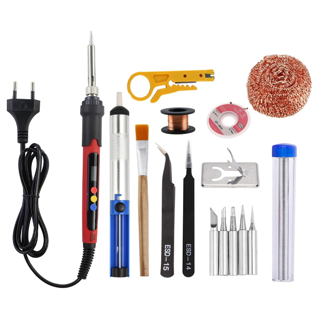 90W Digital Electric Soldering Iron Set With Adjustable Temperature Fast Heat Electronic Repair Tool With Soldering Iron Head