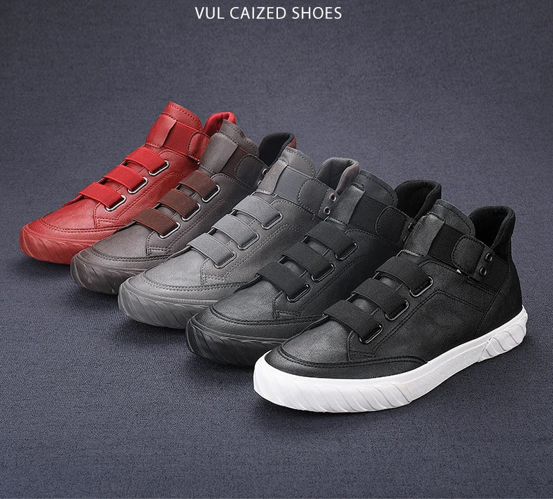 Retro High Top Men's Shoes Luxury Leather Casual Shoes Men British style Ankle Boots Comfortable Soft Men Sneakers New Moccasins