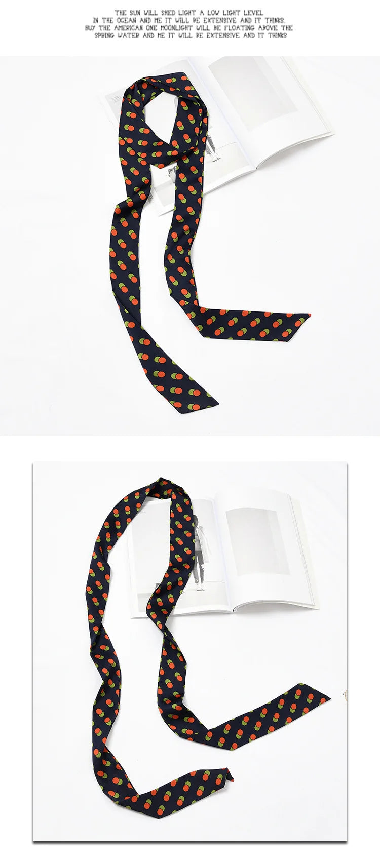 Summer Women Imitation Silk Dress Belt Variety Cute Double Printing Women Neckerchiefs Travel Bag Hats Ribbons Ladies Scarves