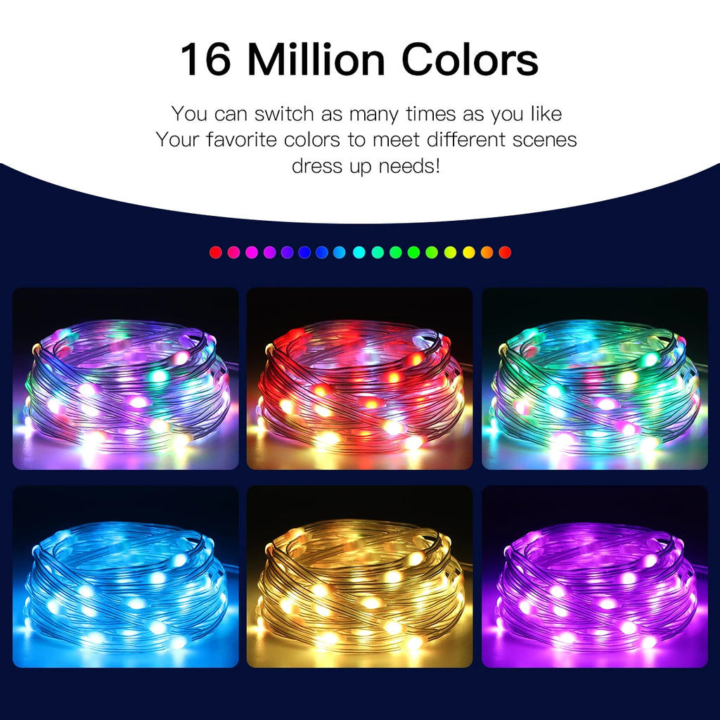 40M Led String RGBIC Light IP65 Bluetooth Music Lamp String Fairy Lights Smart Outdoor Festoon Party Leather Line Holiday Lighti