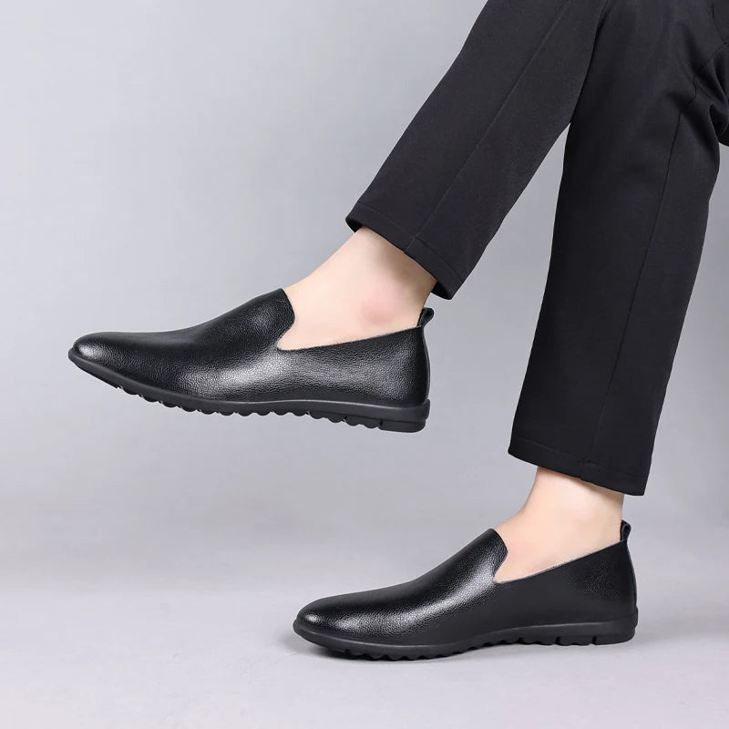 MAEDEF 2024 Summer Classic Fashion Mens Outdoor Leather High Quality Casual Shoes Slip on Soft Comfortable Lightweight Footwear