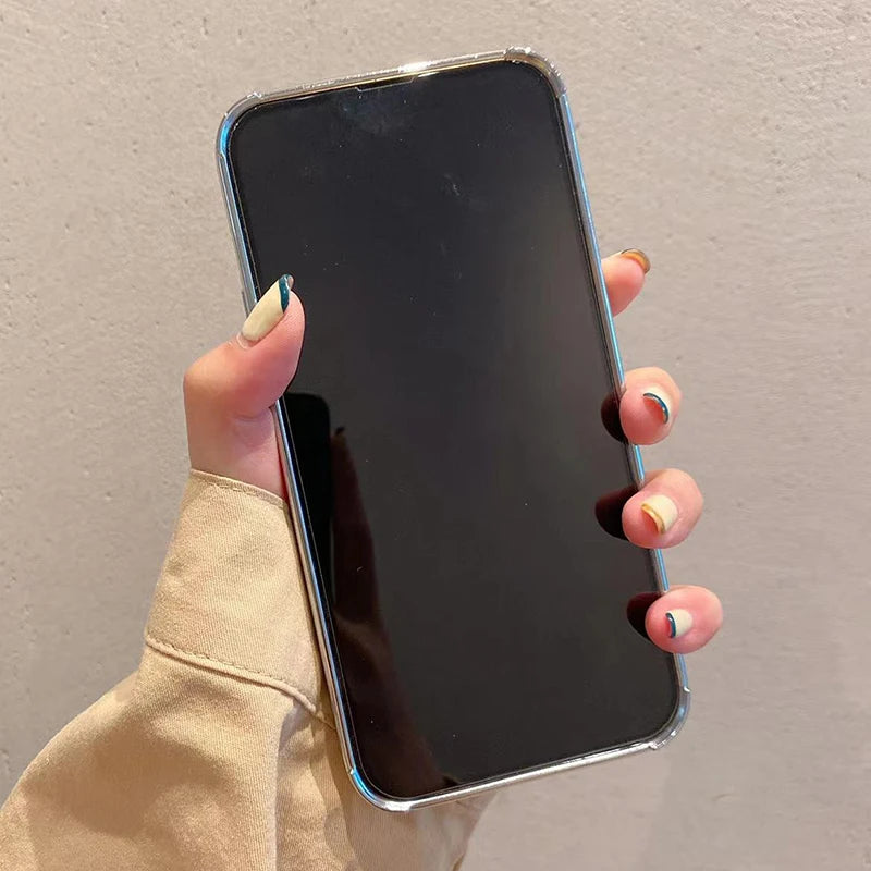 Plating Metal Color Silver Tin Foil Pleats Case For iPhone 14 13 12 11 15 16 17 Pro Max Air Mini XS XR Plus Silicone Phone Case