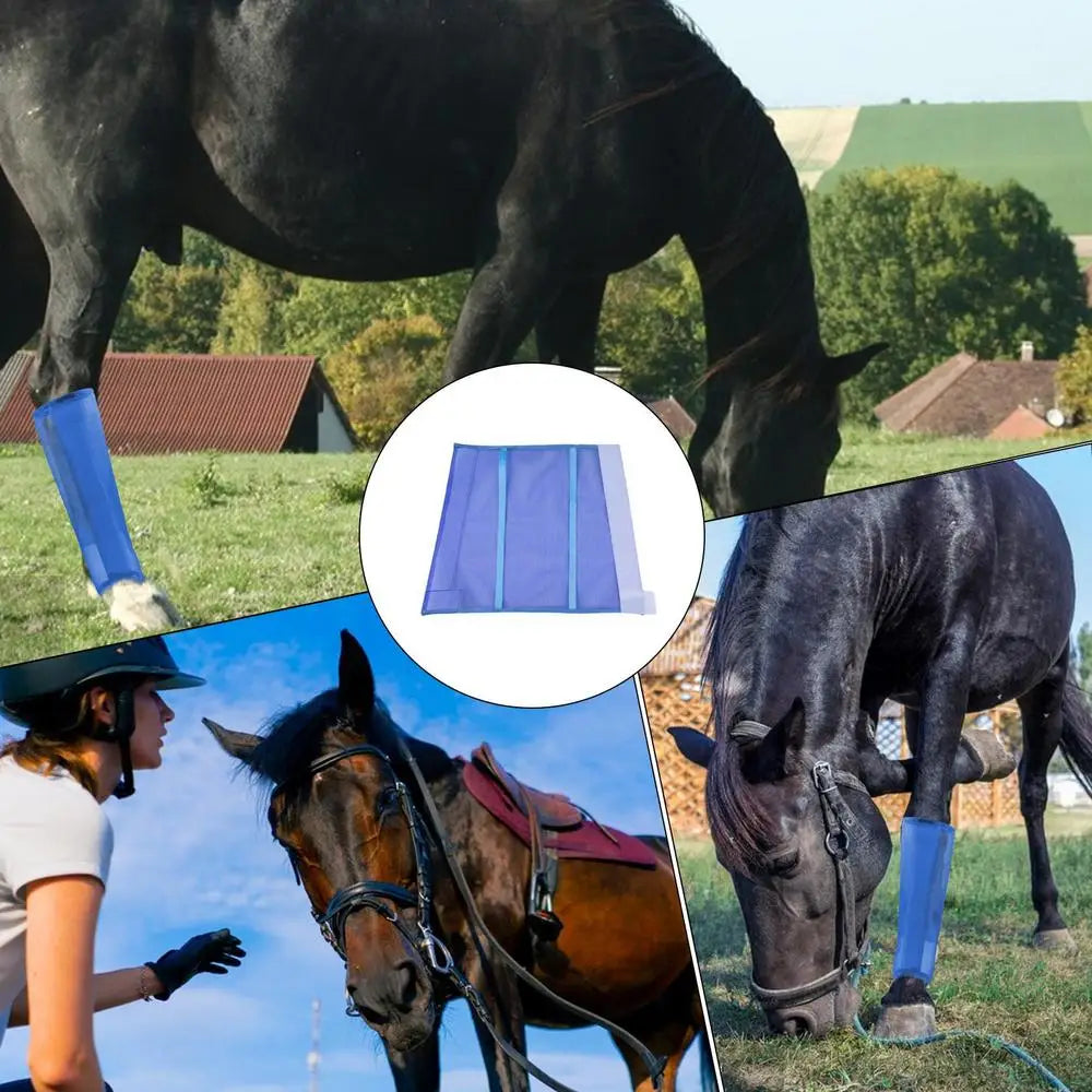 Horse Leg Guards 4 PCS Horse Leggins Reusable Fly Boots Fly Boots Horses Minimizes Leg Fatigue Reduces Stomping