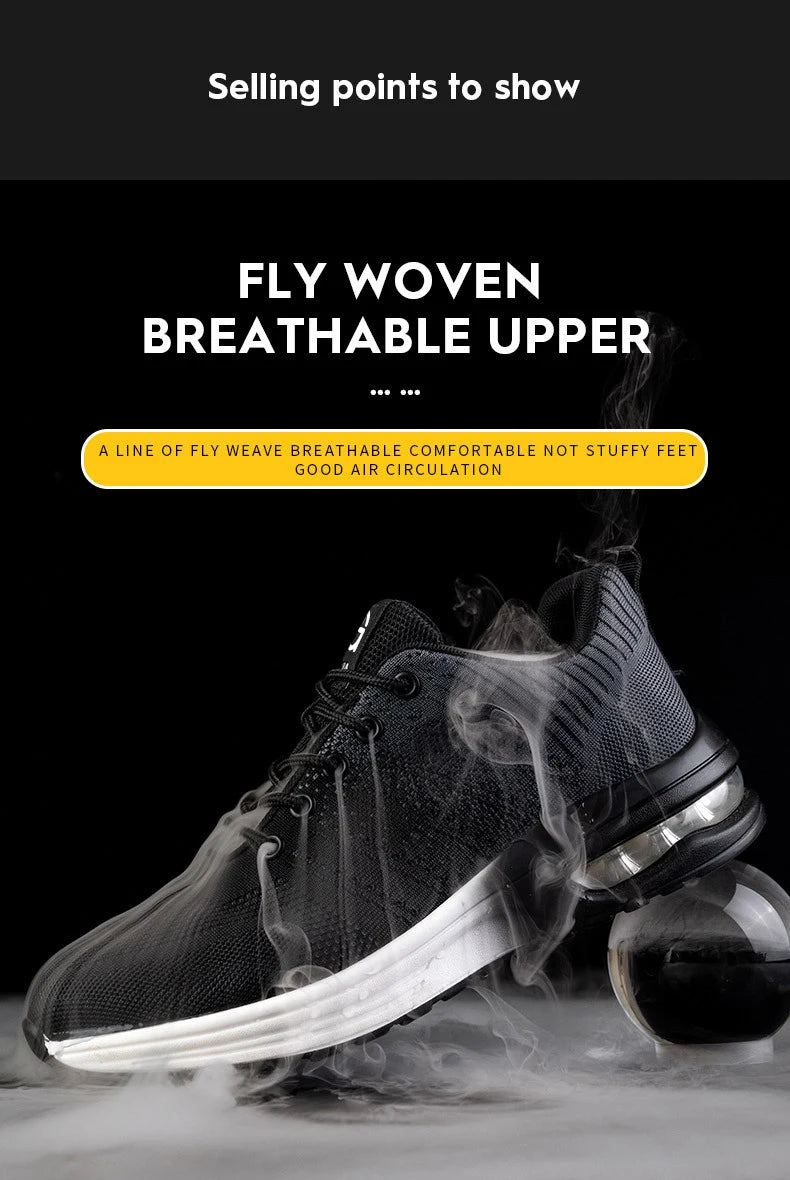Safety Shoes Men Women Work Safety Boots Steel Toe Shoe Puncture Proof Air Cushion Work Sneakers Light Fashion Work Shoes Unisex
