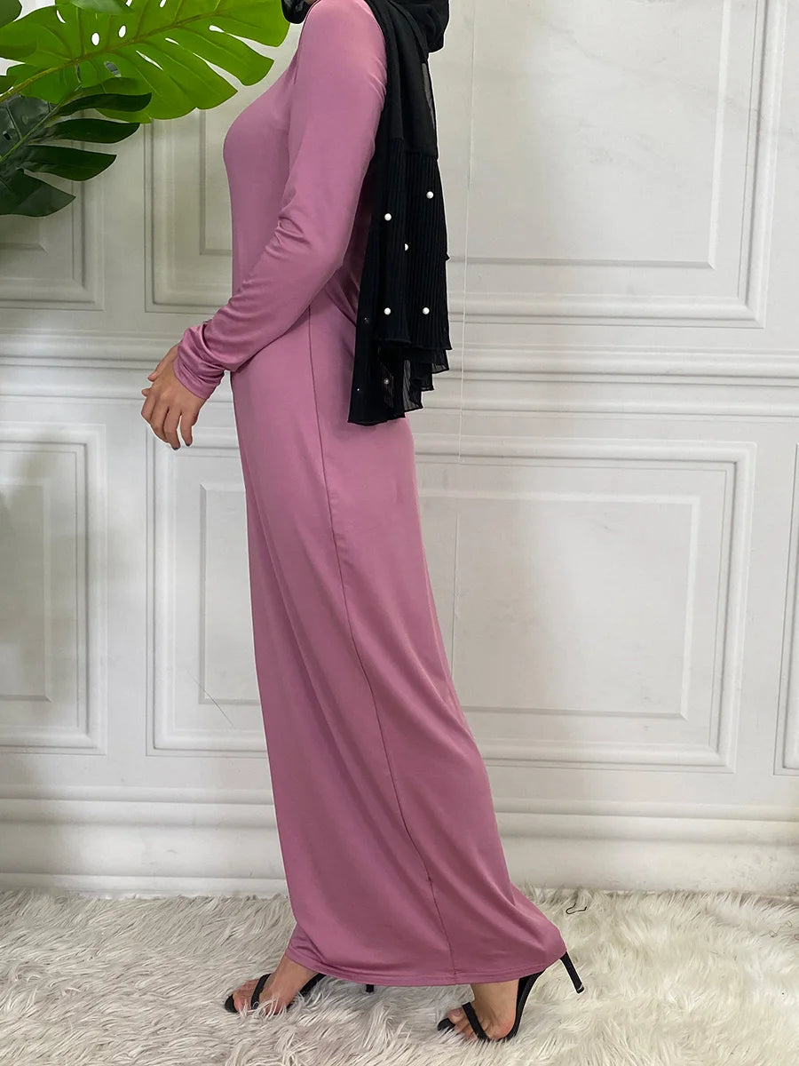Muslim Middle East new fashion base solid color dress Dubai Turkey Arab elegant popular women's dress
