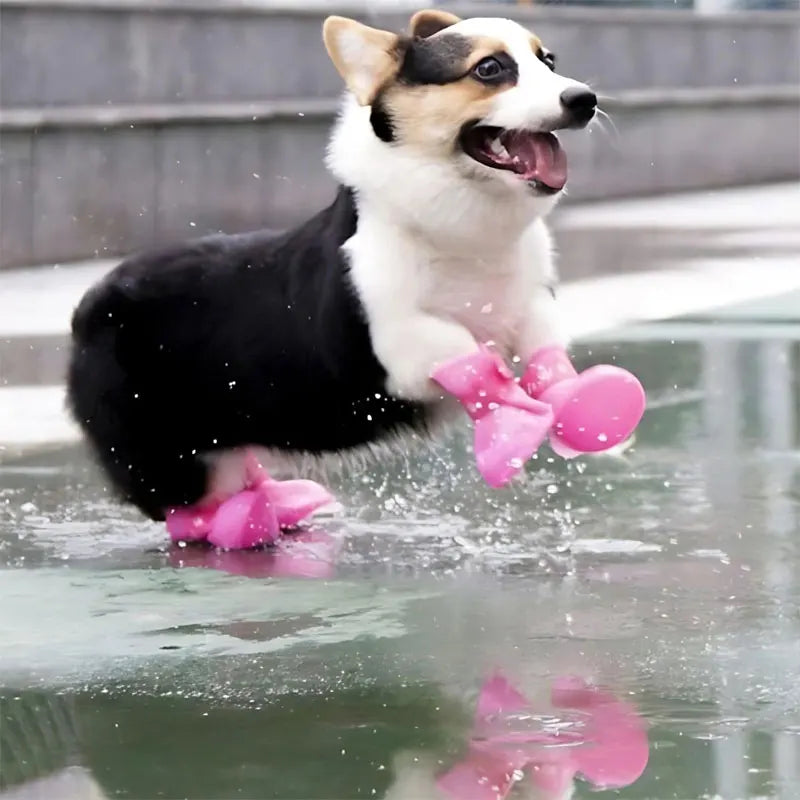4pcs/Set Small Pet Dog Rain Shoes Anti Slip Waterproof Puppy Cat Shoe Rubber Boots for Outdoor Footwear Socks Pet Accessories