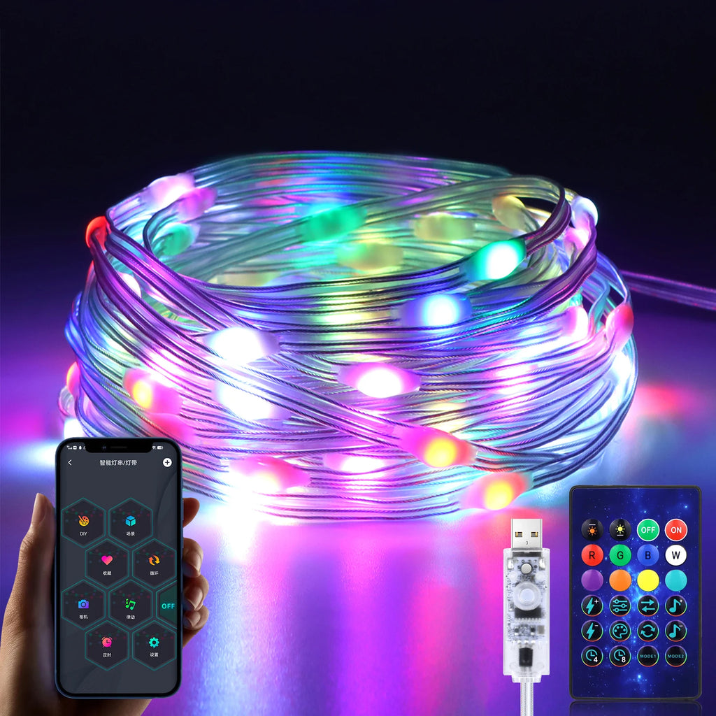 5V USB LED Christmas Light,25/20/10M Garland Fairy Light With Bluetooth APP and Remote control For Xmas Tree Decoration Lighting