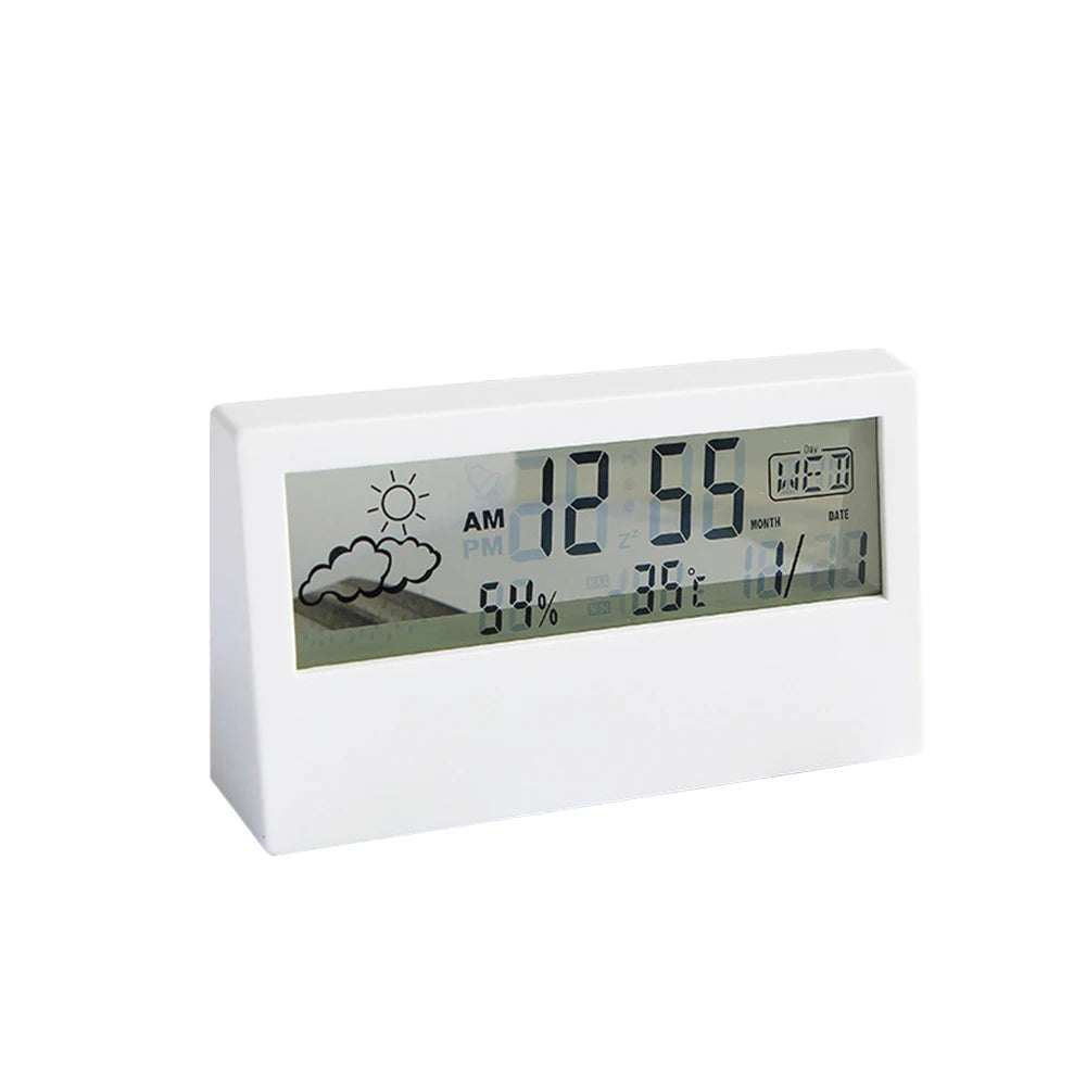 LED Thermometer Thermo-Hygrometer Multifunction Electronic Temperature Humidity Meter Weather Station for Home With Alarm Clock