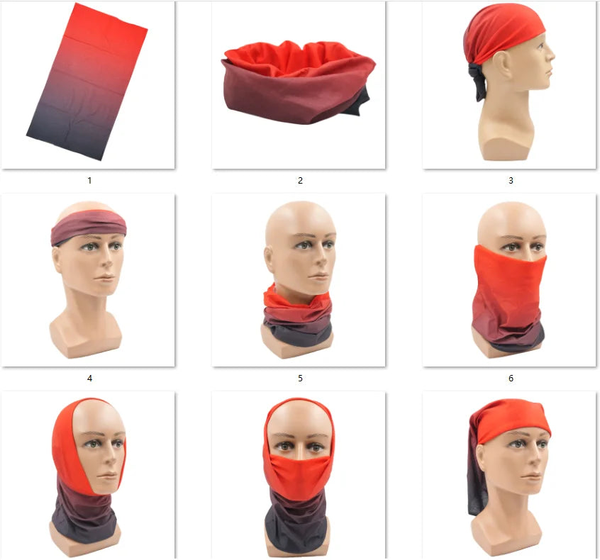 Red Bandana Face Mask Cycing Hiking Running Yoga Hair Bandannas Headband for Women Men Cooling Neck Gaiter Covering Balaclava