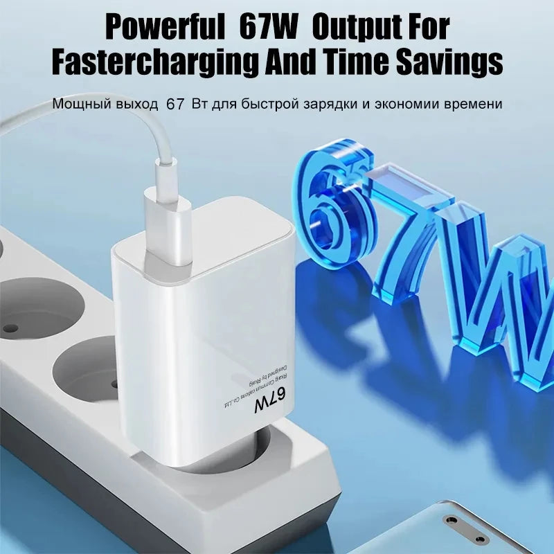 For Xiaomi  67W USB Super Fast Charger Power Adapter Mi 12 11 6A Type C Cable POCO X5 X4 Pro Note 9 10 11 Charging