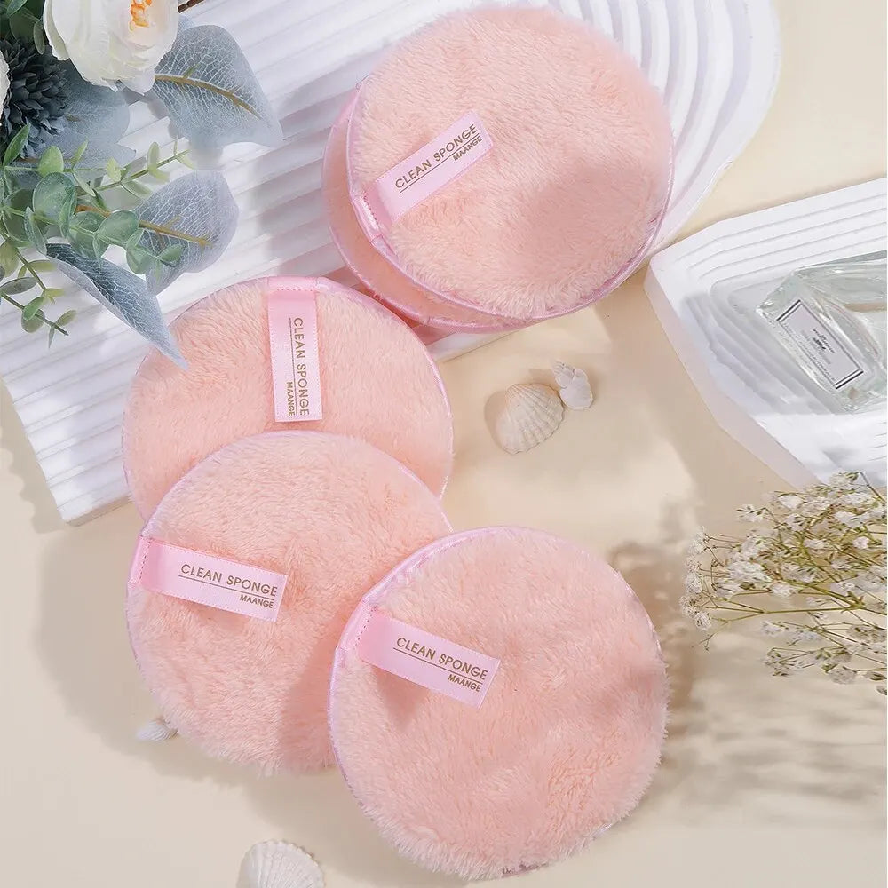 5Pcs Soft Skin Makeup Remover Polyester Facial Cleaning Tool Cosmetic Remover For Men And Women Beauty Tool