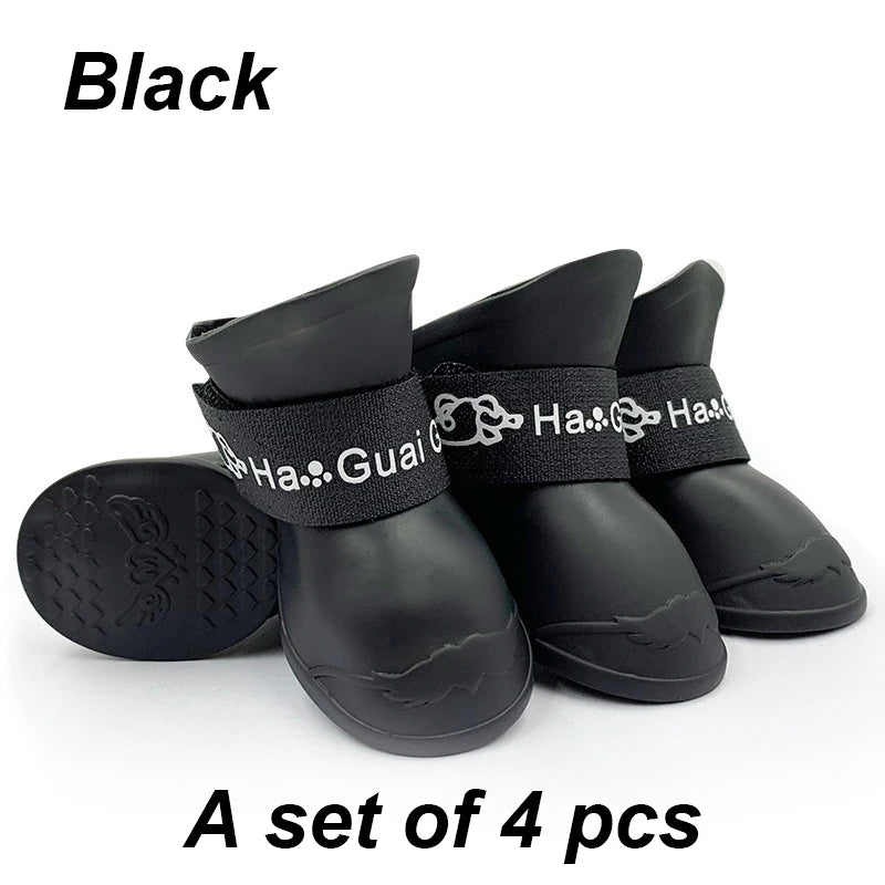 4pcs/Set Small Pet Dog Rain Shoes Anti Slip Waterproof Puppy Cat Shoe Rubber Boots for Outdoor Footwear Socks Pet Accessories