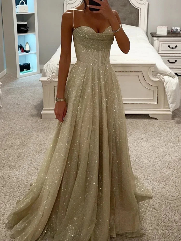 Women Sleeveless Fashion Simple Party Dress, Summer Holiday Backless Elegant Maxi Dress, New V Neck Spaghetti Strap Ladies Dress