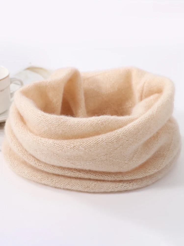100% Merio Wool Neck Warmer Women Winter Warm Fashion Hollow Out Cover Tube Scarf Ear Face Mask False Collar Autumn Headband