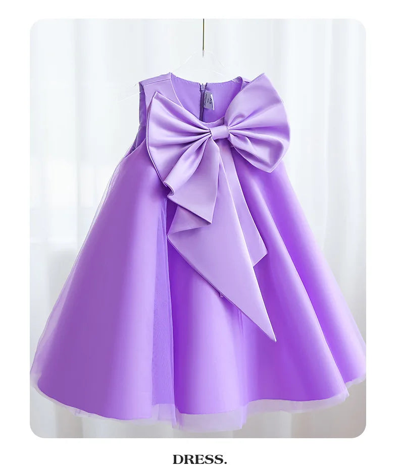 2 3 4 5 6 7 8 Years Summer Girls Dress Sleeveless Bow Elegant Little Princess Dress Piano Performance Costumes New Kids Clothes