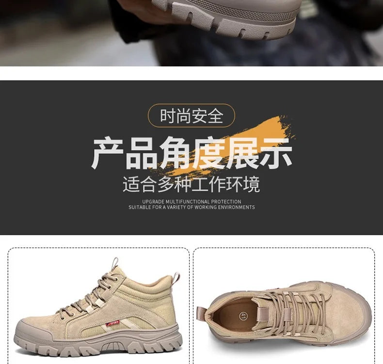 2024 High-top work safety boots men's steel toe work shoes indestructible anti-smashing anti-puncture work sneakers