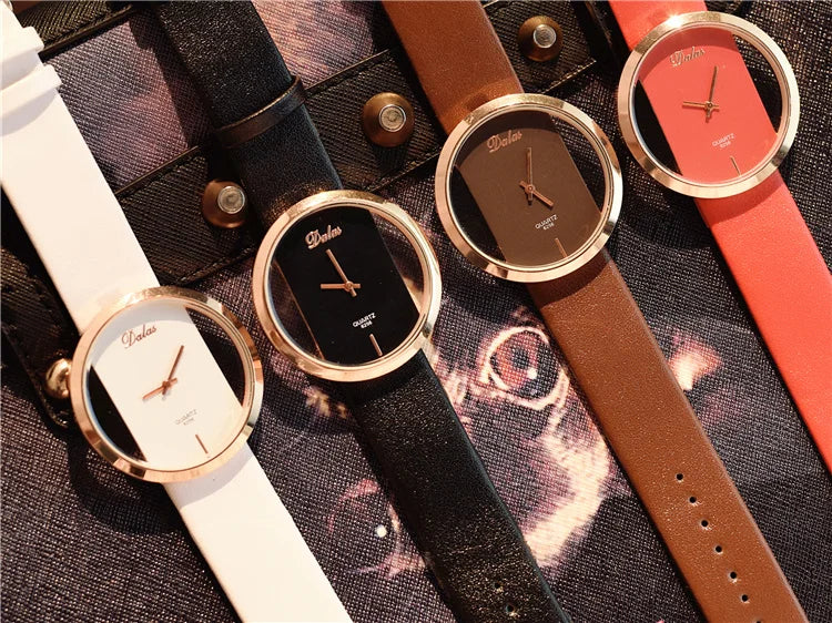 Famous Watch for Women Luxury Leather Skeleton Strap Watch Dress Watch Casual Quartz  Watch Stainless Steel Watch часы женские
