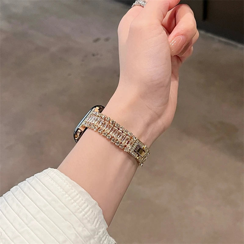 Glitter Diamant Metaalband Vir Apple Watch Reeks 9 8 7 6 SE 4 5 45/44/42mm Slank Vroue Armband IWatch Ultra 2 49mm 40mm 38mm