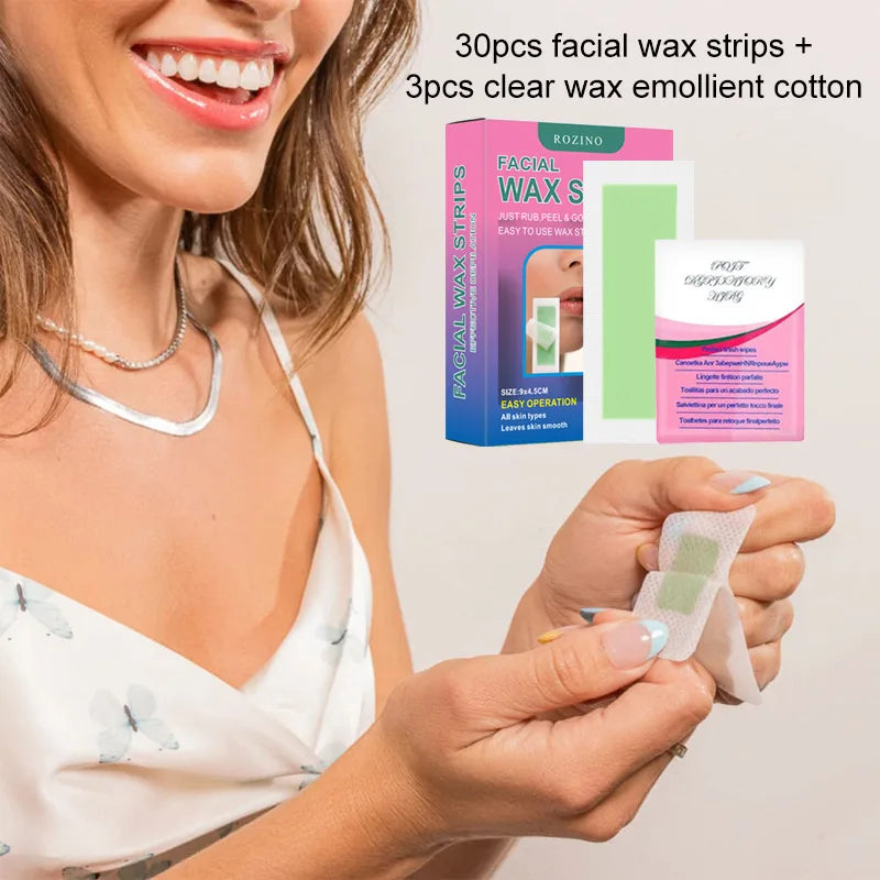 Natural Wax Lip Hair Removal Strips Kit Professional Hair Removal Wax Paper for Leg Body Face Efficient Waxing Strip Beauty Tool