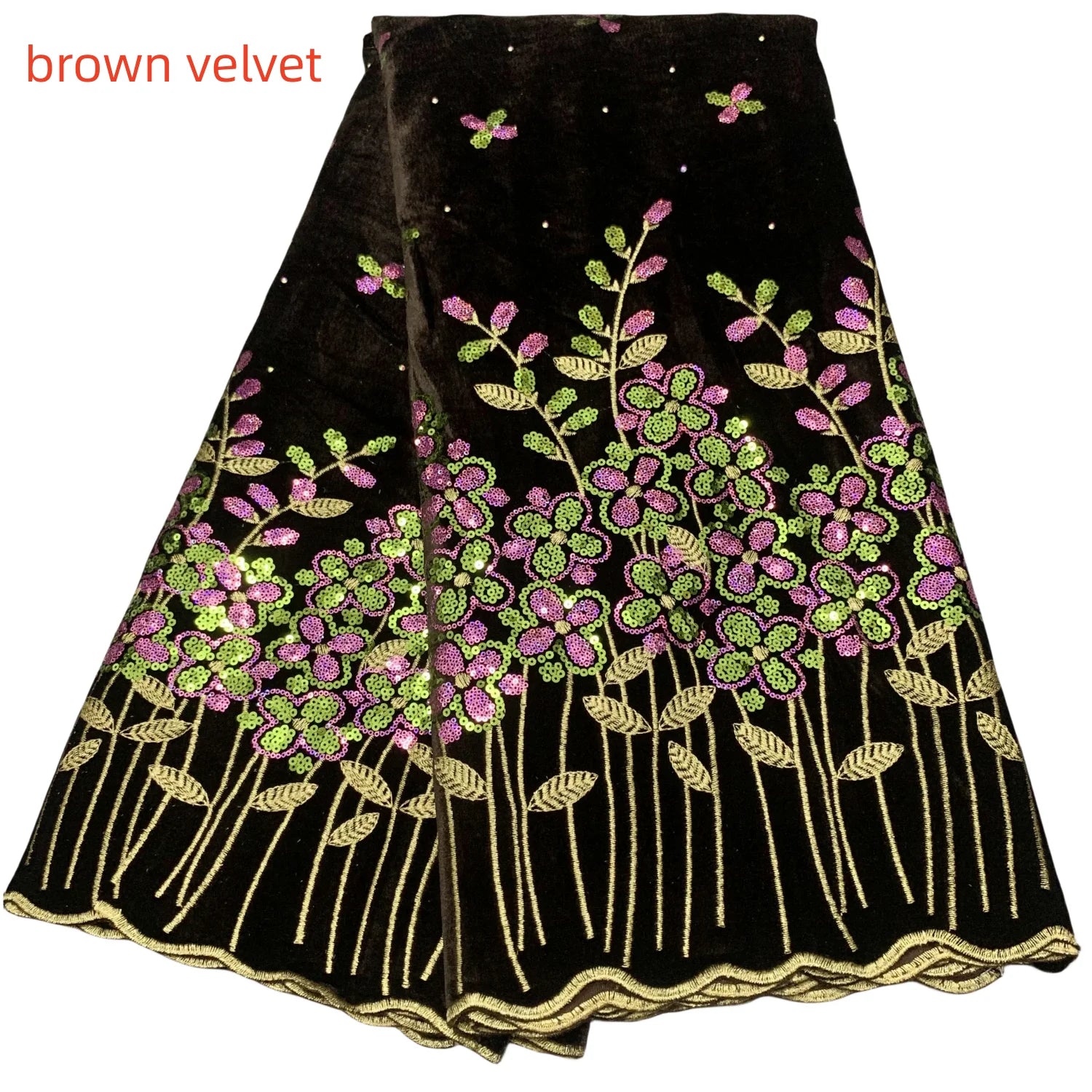2023 New African Velvet Lace Fabric 5 Yards High Quality Wedding Dress Luxury Sequins Embroidery Nigerian Lace Fabric