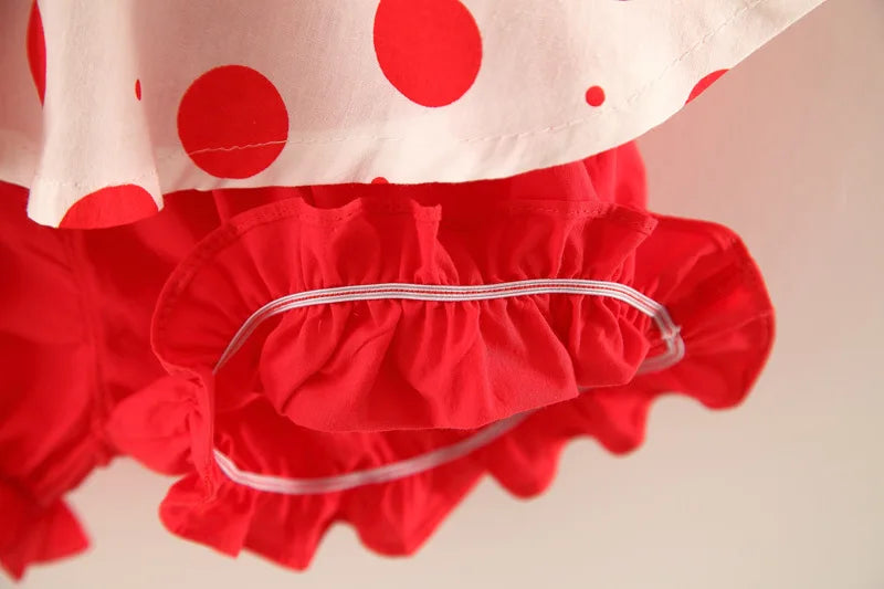 New Two-Piece Halter Strawberry Print Polka Dot Bloomers For Baby Girls Casual Summer Two-Piece Sweet Princess Dress