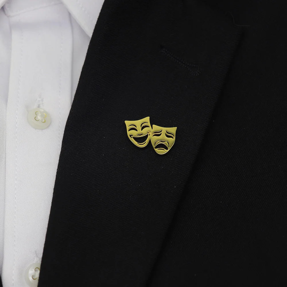 Personalized smiley face mask brooch stainless steel men's clothing badge accessories gift popular brooch gift for him