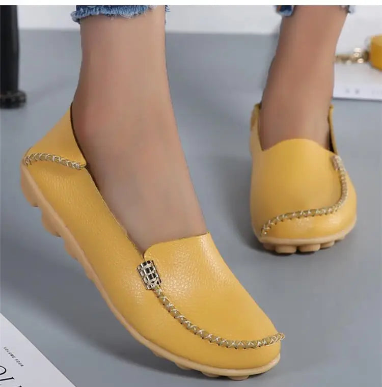 Women Flats Genuine Leather Casual Shoes Woman Moccasins Women's Loafers Nurse Shoe Slip On Shoes Women Plus Size Ballerinas
