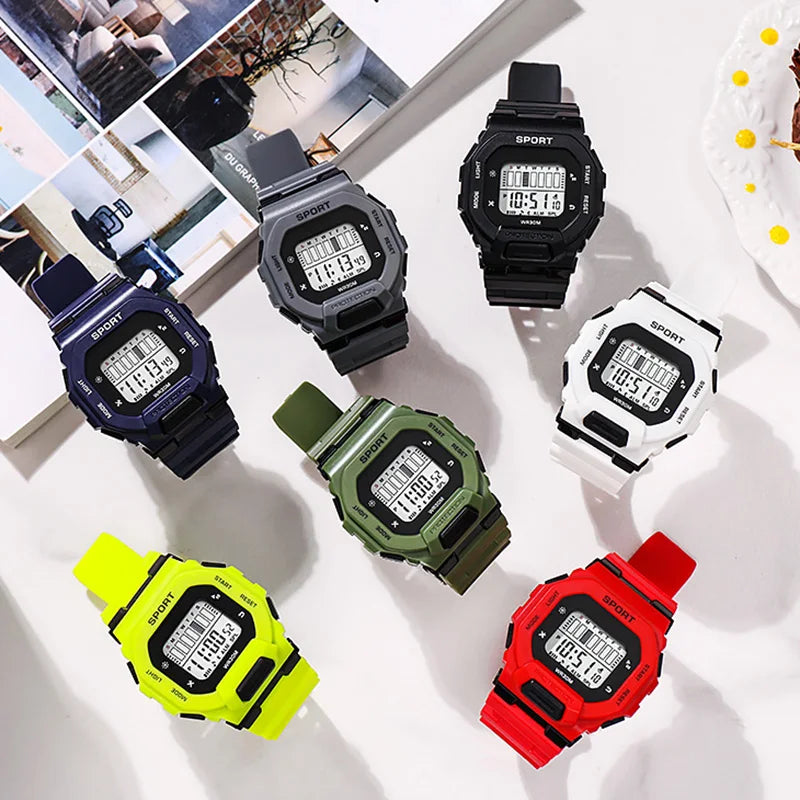 YIKAZE Men's Sports Watch Waterproof LED Digital Watches Student Outdoor Adventure Trend Multifunctional Electronic Watch Gift