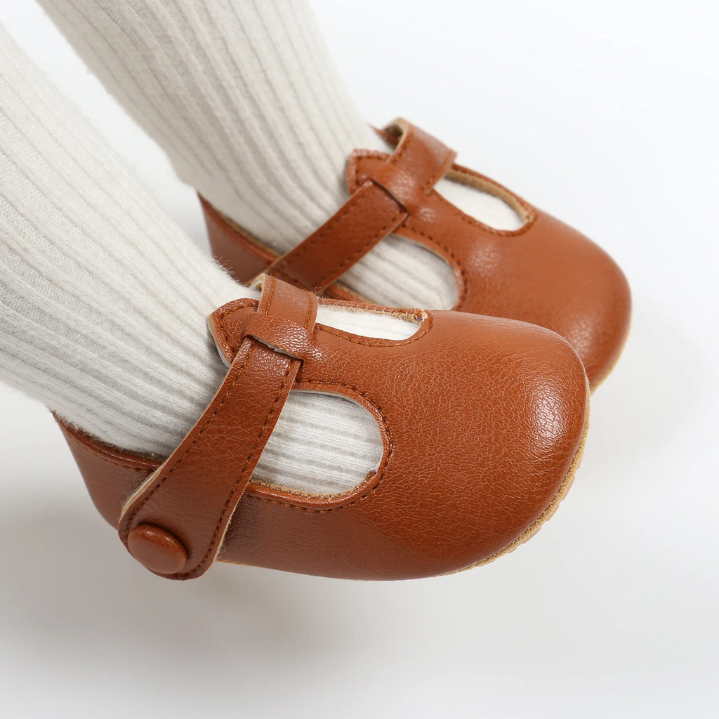 Infant Baby Girls Mary Jane Shoes Non-Slip Rubber Sole Ballet Slippers Princess Dress Wedding Shoes Newborn Crib Shoes First Wal