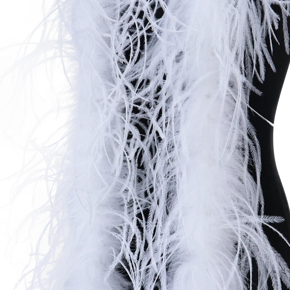 2M Royal blue Natural Ostrich Long Feathers Boa Decoration for Party Wedding Dress Shawl Clothes Sewing Accessories Crafts Plume