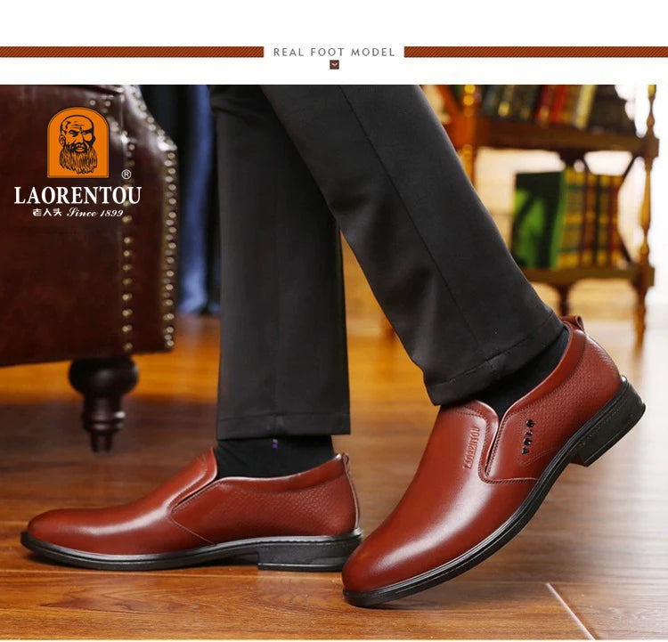 LAORENTOU genuine leather casual shoes, men's cowhide breathable soft sole, versatile business leather shoes