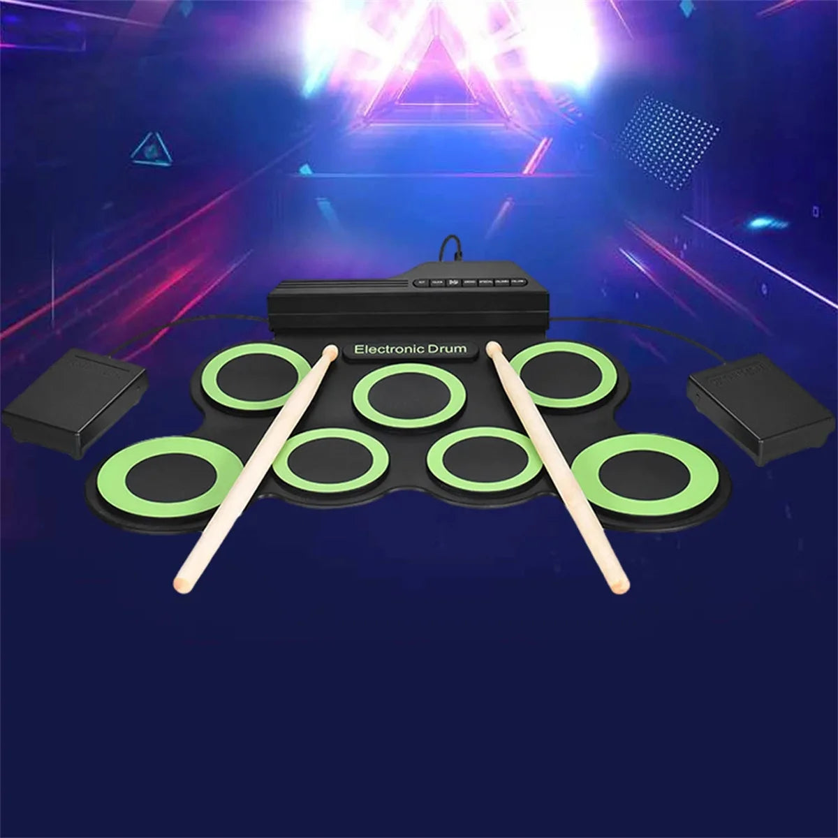 2022New Folding Silicone Hand Roll USB Electronic Drum Portable Practice Drums Pad Kit With Drumsticks Sustain Pedal