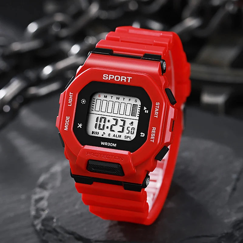 YIKAZE Men's Sports Watch Waterproof LED Digital Watches Student Outdoor Adventure Trend Multifunctional Electronic Watch Gift