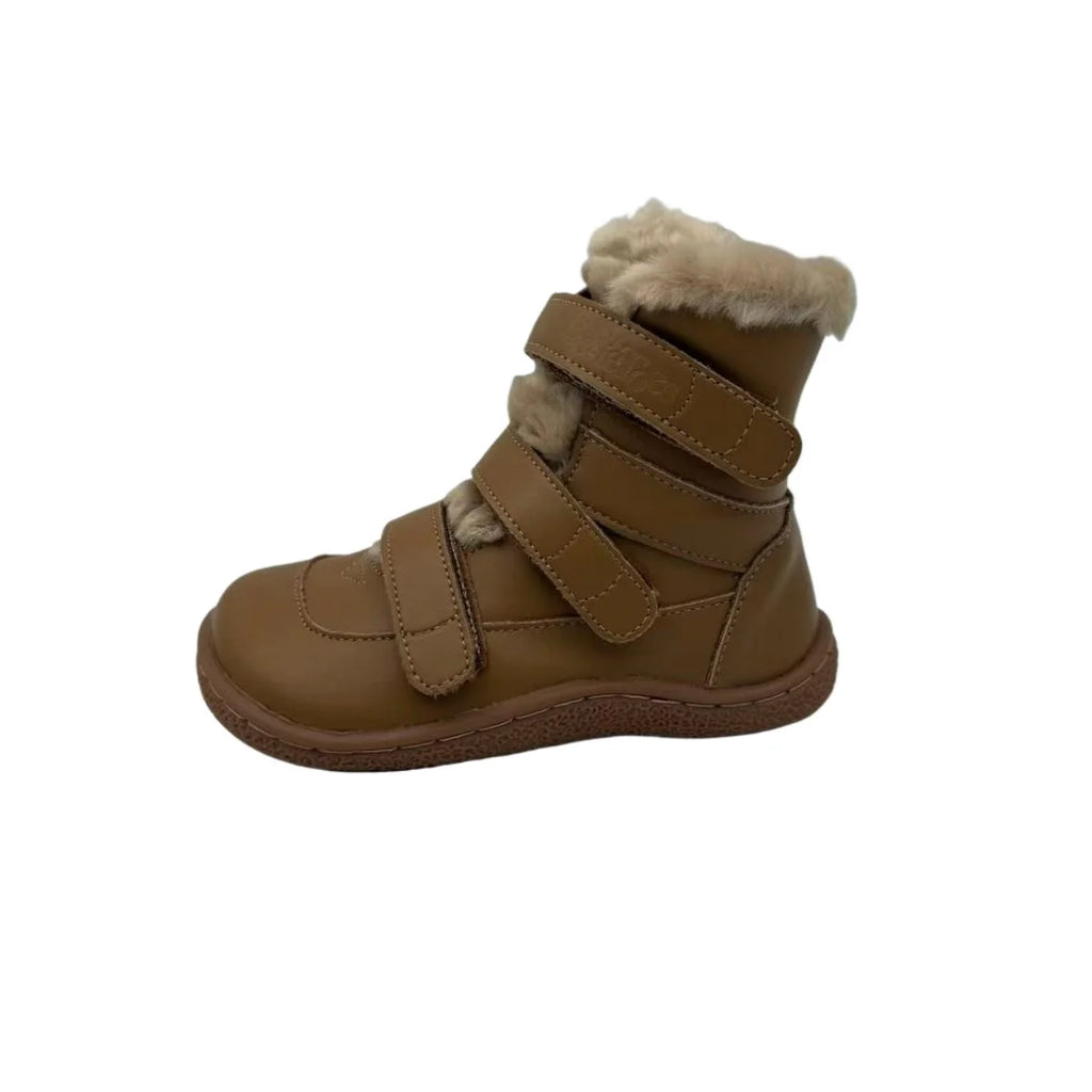 TipsieToes Top Brand Barefoot Genuine Leather Baby Toddler Girl Boy Kids Shoes For Fashion Winter Snow Boots 3 Straps Fur Inside