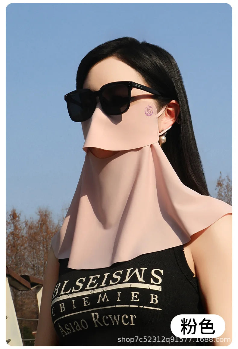 1PC 3D Ice Silk UPF50+ UV Protection Face Mask for Women Autumn Outdoor Cycling Hiking 360° Face Neck Cover Cool Balaclava Scarf