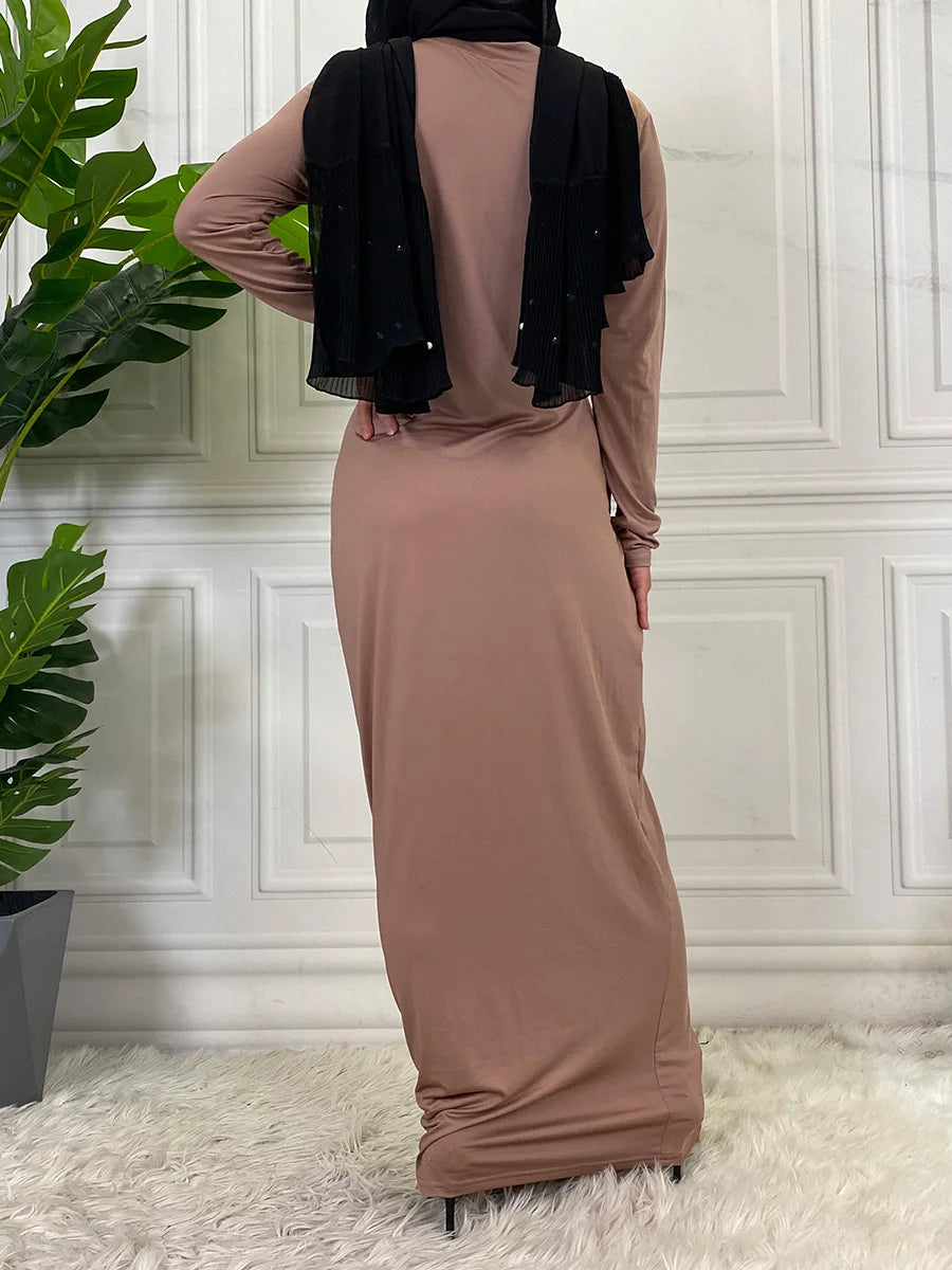 Muslim Middle East new fashion base solid color dress Dubai Turkey Arab elegant popular women's dress