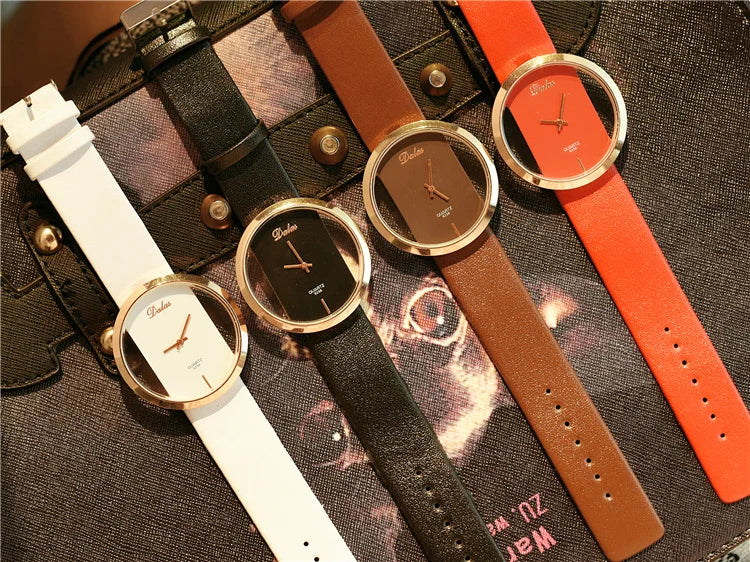 Famous Watch for Women Luxury Leather Skeleton Strap Watch Dress Watch Casual Quartz  Watch Stainless Steel Watch часы женские