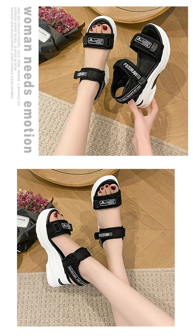 Sports Sandals for Women 2024 New Summer Fish Mouth Wedge Muffin Platform Daddy High Heels To Increase Women's Shoes