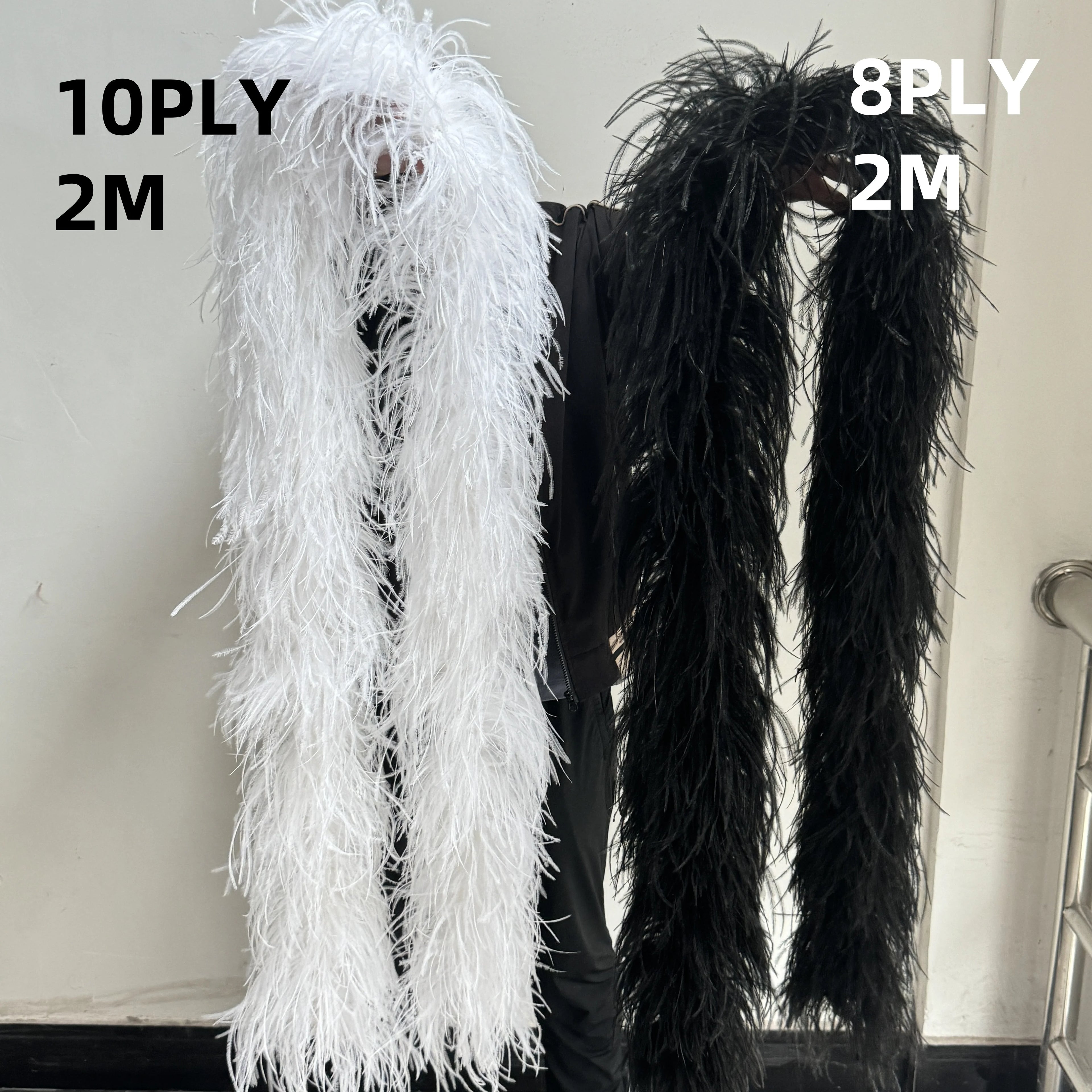2M Royal blue Natural Ostrich Long Feathers Boa Decoration for Party Wedding Dress Shawl Clothes Sewing Accessories Crafts Plume